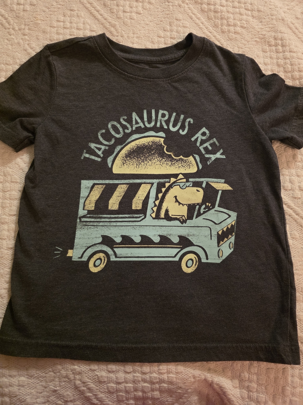 jumping beans Charcoal Tee with Mint & Yellow Tacosaurus Rex